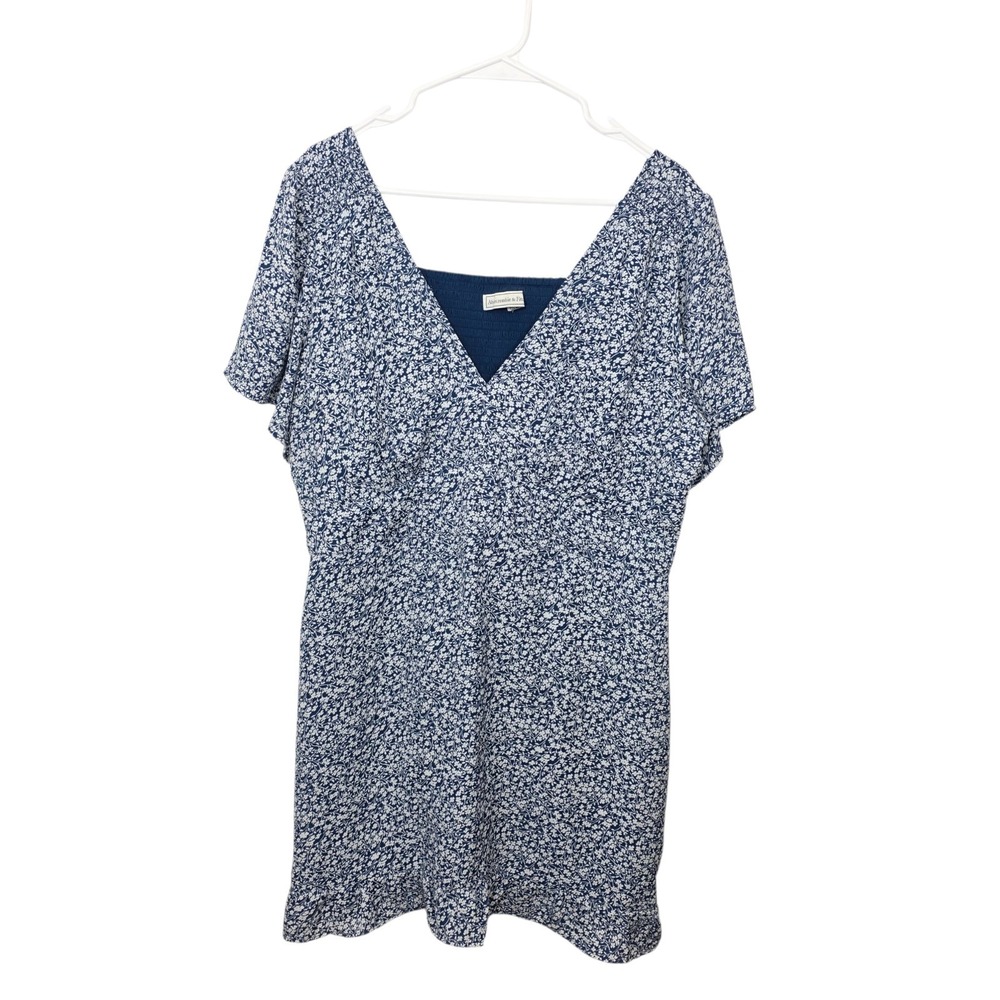 Abercrombie & Fitch Blue‎ White Ditzy Floral Babydoll Dainty Mini Dress Size XL